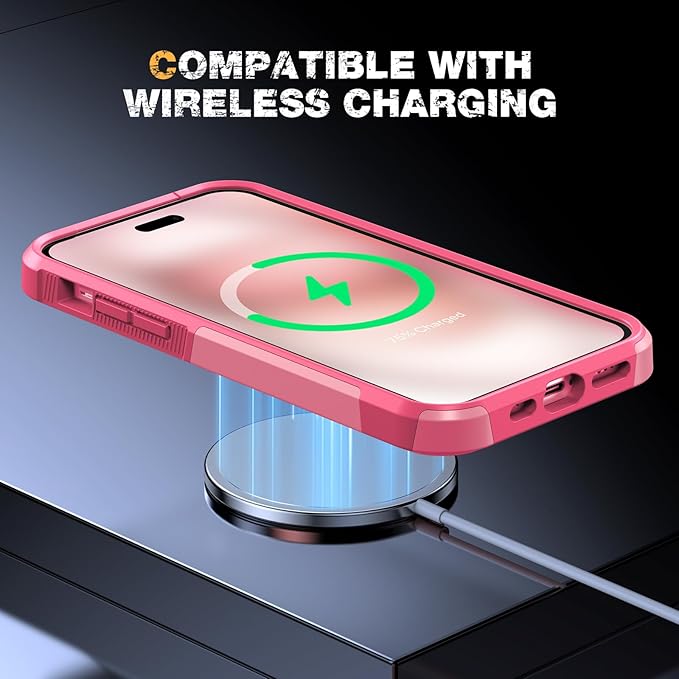 Diaclara Designed for iPhone 15 PlusCase, [with Privacy Screen Protector] [Anti Spy] [Military Grade Drop Protection] Heavy Duty Full-Body Shockproof Phone Case, Pink