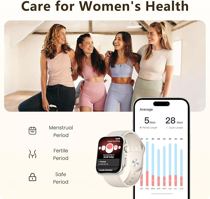 Smart Watch for Men Women, Bluetooth Call, 120+Sports Modes Fitness Tracker, Sleep Tracking, Step & Calorie Counter, IP68 Water Resistant Smartwatchs for Android iPhone, lightweight Casual Beige