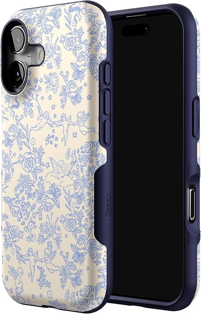 Casely iPhone 17 Case | Cupid's Canvas | Periwinkle Floral | Bold Protective Design | Compatible with MagSafe