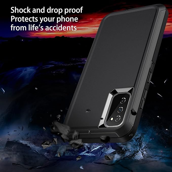 for Galaxy S20 FE 5g Case,Shockproof Dropproof Dustproof 3-Layer Full Body Protection Rugged Heavy Duty High Impact Hard Cover Case for Galaxy S20 FE 6.5 inch,Black