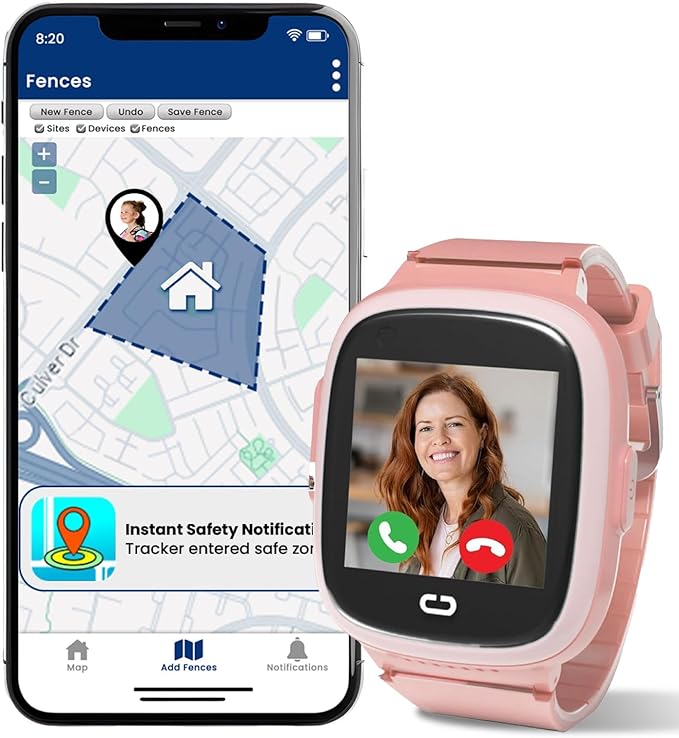 Kids Watch with GPS Tracker, Two-Way Calling, Tracking & SOS Alerts - Back to School Kids Smart Watches for Girls with Geo-Fencing, School Mode, Water Resistant, Long Battery Life & Parental Controls