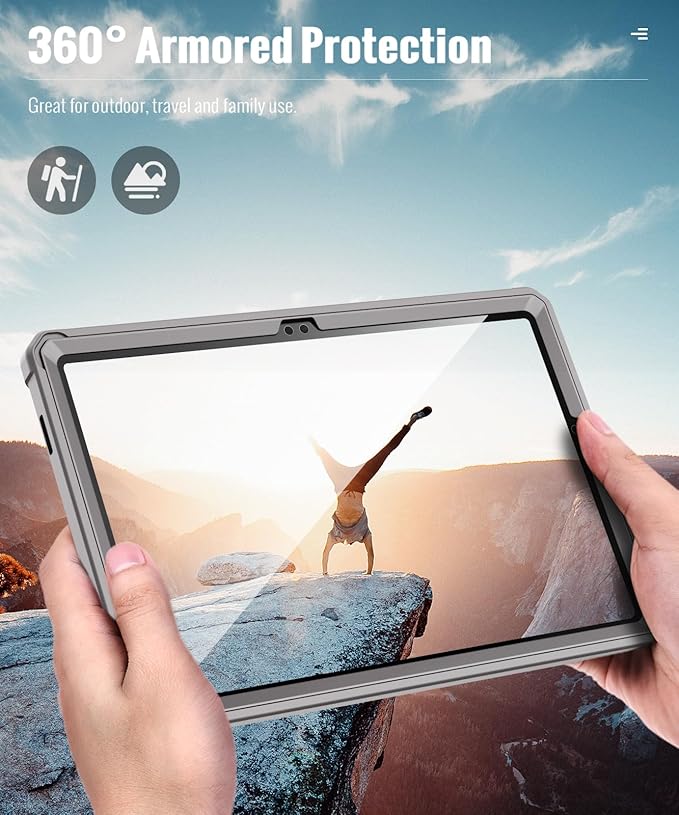 MoKo Case Fit Galaxy Tab A9 Plus 11-Inch 2023 (SM-X210/X216/X218), Shockproof Full Body Rugged Stand Back Cover Built-in Screen Protector Fit Galaxy Tab A9+ 11" 2023, Clay