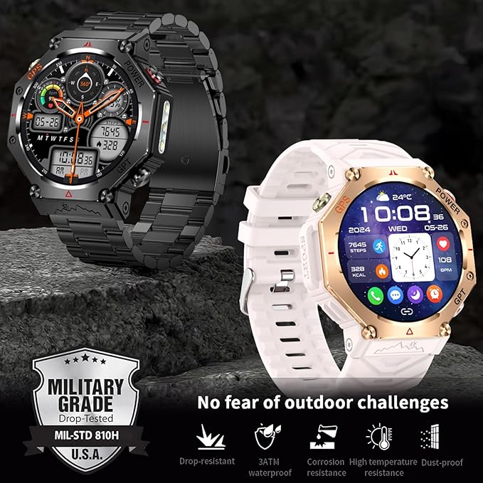 SW8(Black) 1.39" Stylish Smartwatch for Men, Bluetooth Calling, AI Voice Assistant, 107 Sport Modes, 3ATM Waterproof, Fashionable Design, Compatible with Android/iOS