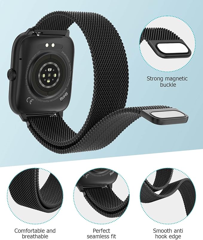 Smart Watch for Men with Blood Pressure Monitor, 2.06" AMOLED Always-On Display, IP68 Waterproof Fitness Tracker, 118 Sports Modes, Heart Rate/SpO2/Sleep Monitor, Compatible with Android iPhone