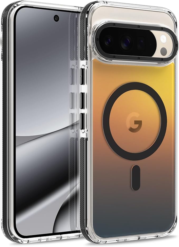 MOWIME Magnetic Case for Google Pixel 10 Pro XL [Compatible with Magsafe] [Cute Fashion Fluorescent Design] Shockproof Slim Translucent Matte Case for Pixel 10 Pro XL 6.8", Black