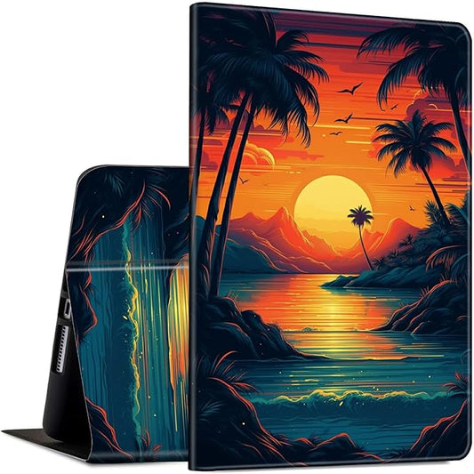 Case for Microsoft Surface Pro 7/7 Plus/Pro 6/5/4/LTE 12.3 Inch PU Leather Slim Lightweight Multiple Angles Stand Smart Cover with Auto Wake/Sleep, Sunset Beach Ocean Landscape