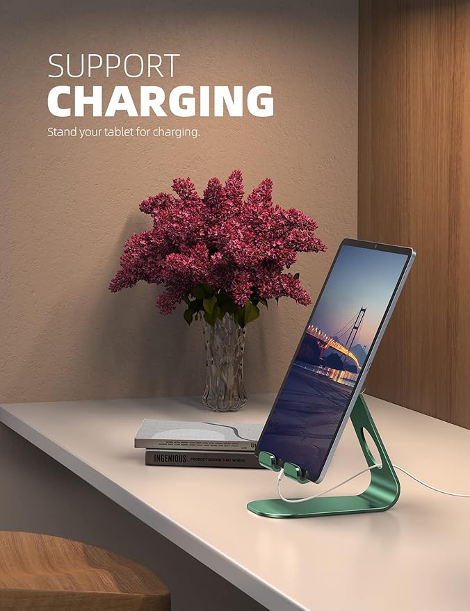 Lamicall Tablet Stand, Adjustable Tablet Holder - Desktop Stand Dock Holder Compatible with 4-13" Tablets Such as iPad Pro 11, 9.7, 10.5, 12.9 Air Mini, Kindle, Tab, iPhone Air 17 Pro Max, Green