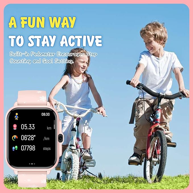 Smart Watch for Kids, 1.85" Fitness Tracker,Learning games,Sleep Monitor,Sports,IP68 Waterproof,Camera Videos Alarm Play Music Flashlight Pedometer Stopwatch Pedometer Gift Toys for Boys and Girls