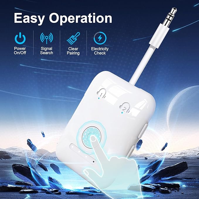 Premium Bluetooth 5.4 Transmitter, Airplane Wireless Adapter, Supports 2 AirPods/Headphones, Bluetooth Transmitter for TV, Airplane, Gym, with aptX Adaptive & Low Latency