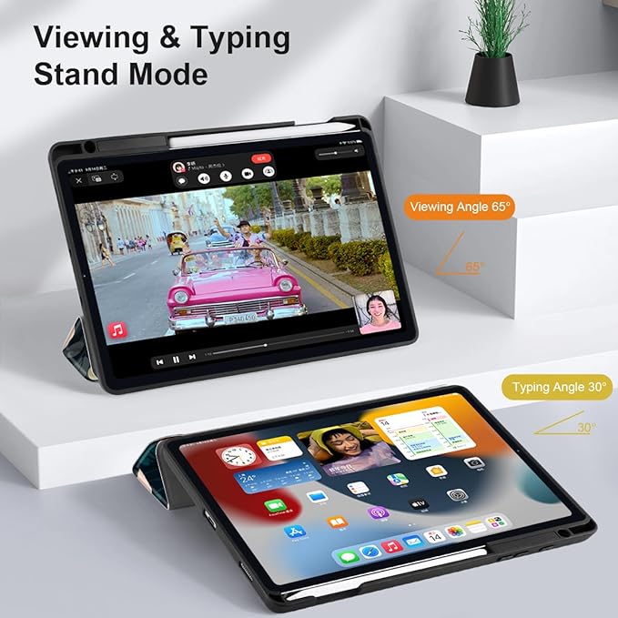 DONGKE Case for Samsung Galaxy Tab S6 Lite 10.4 Inch 2024/2022/2020, Trifold Stand + S Pen Holder + Auto Wake/Sleep + Soft TPU Protective Stand Back Cover, Painted Florals