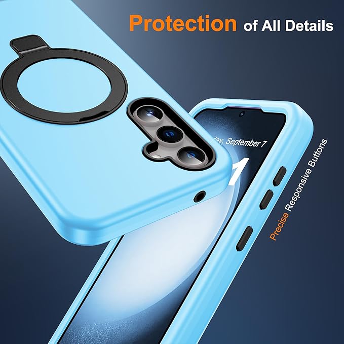 Designed for Samsung Galaxy S23 Plus Case with Magnetic Ring Stand [Compatible with Mag-Safe][Military Grade Drop Protection][Build in Kickstand] S23 Plus Phone Case 6.6",Blue
