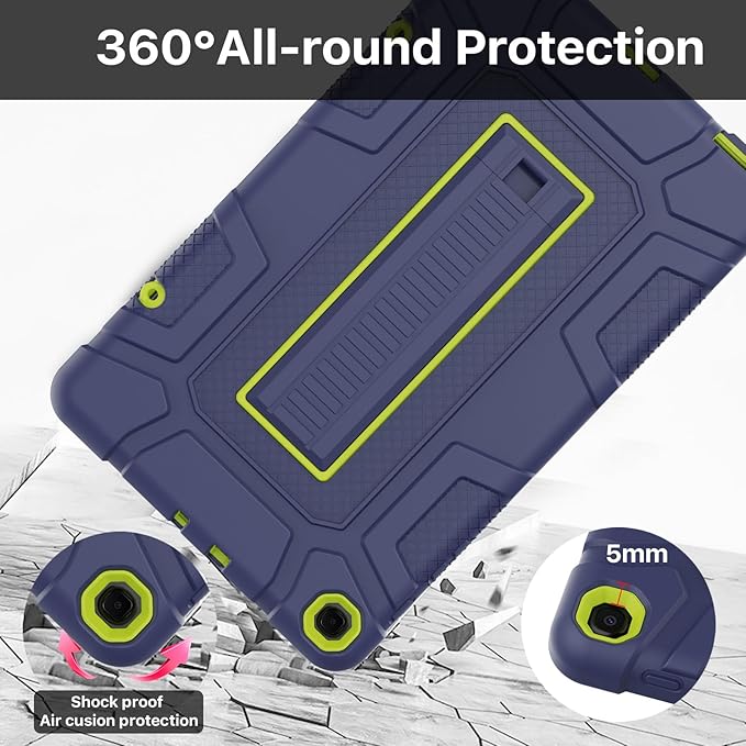Case for Samsung Galaxy Tab A 10.1 2019, Hybrid Shockproof Rugged Drop Protection Cover with Kickstand for Samsung Galaxy Tab A 10.1 Inch SM-T510 / T515(Navy Blue+Green)