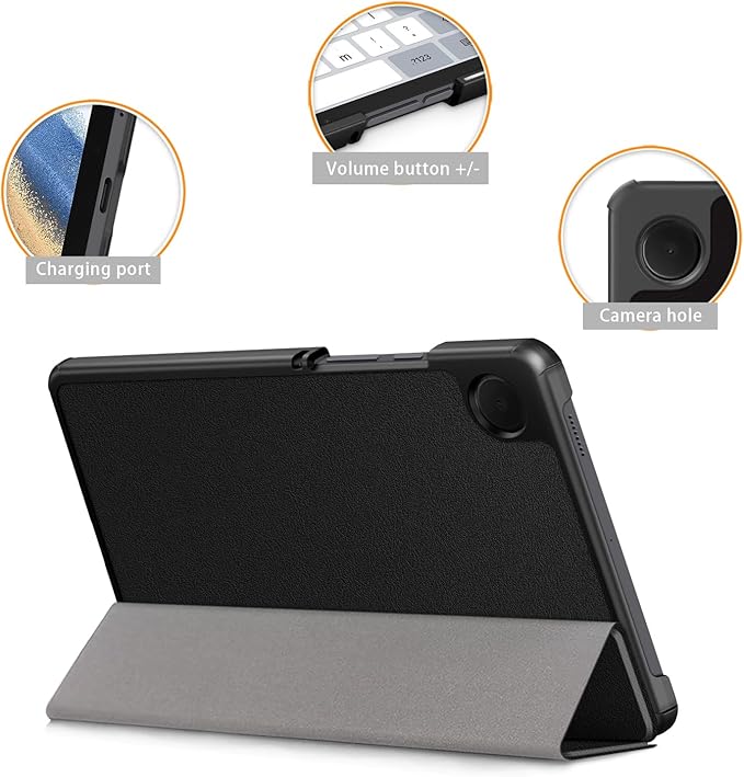 Case for Samsung Galaxy Tab A9 8.7 Inch 2023 SM-X110/X115/X117 Tablet,Slim Lightweight Stand PC Cover for Galaxy Tab A9 Tablet,Black