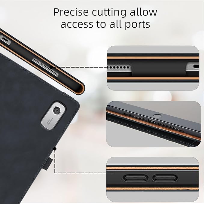 Case for Lenovo Tab M9 9.0 inch 2023 (TB-310FU) / Nook 9" Lenovo Tablet 2024, Multi-Angle Viewing Smart Cover with Pocket, Business PU Leather Flip Stand Cover-Black