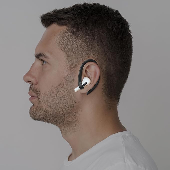 2 Pairs AirPods Ear Hooks for AirPods Pro 3, AirPods Pro 2, AirPods Pro, AirPods 4, 3, 2 & 1, Upgraded Anti Slip Sports Clip Hooks for AirPods 1, 2, 3, 4,Pro, Pro 2, Pro 3 – Black