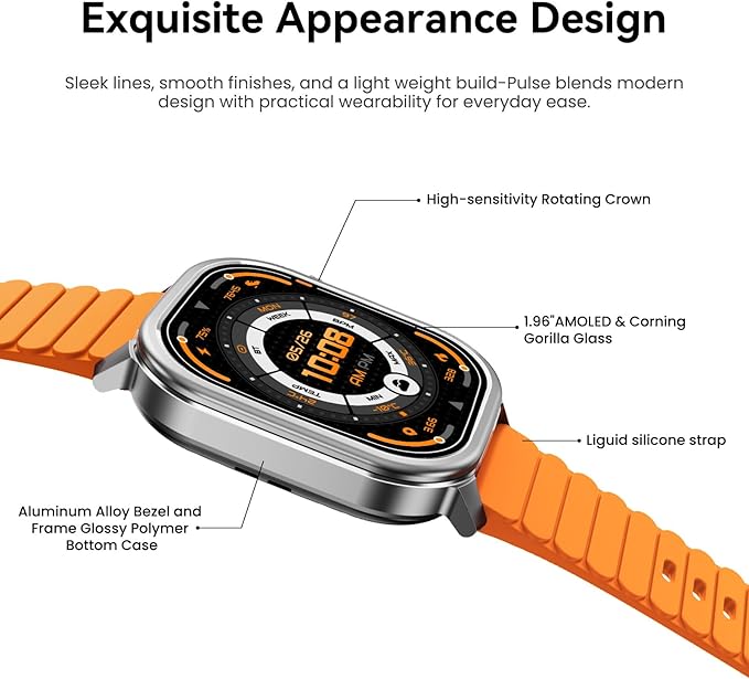 KOSPET Pulse Smart Watches for Men, Bluetooth Call/Answer, 25 Days Battery Life, 1.96 inch AMOLED, 24/7 Heart Rate & Sleep Monitoring, Compatible for Android & iOS, for Men (Black)