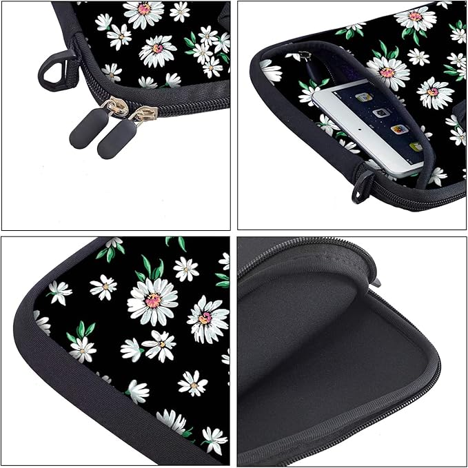 RICHEN 14 15 15.4 15.6 inch Laptop Shoulder Bag Messenger Bag Notebook Handle Sleeve Neoprene Carrying Travel Case with Accessories Pocket (14-15.6 inch, Daisy)