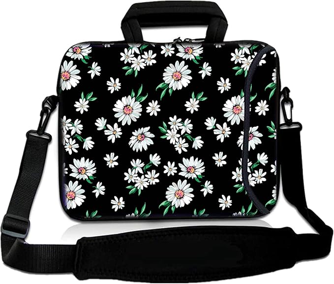 RICHEN 14 15 15.4 15.6 inch Laptop Shoulder Bag Messenger Bag Notebook Handle Sleeve Neoprene Carrying Travel Case with Accessories Pocket (14-15.6 inch, Daisy)