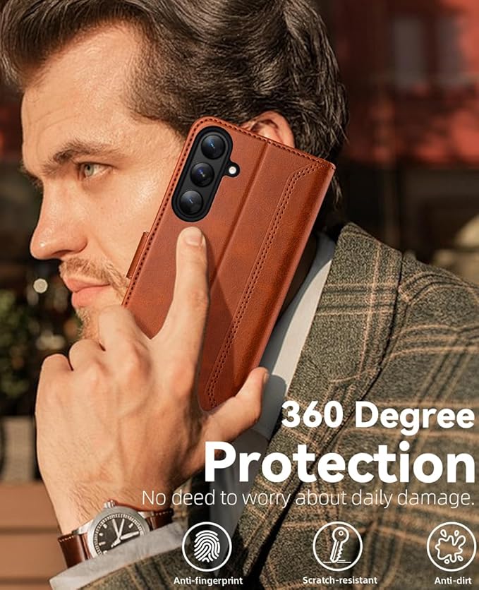 OCASE Compatible with Galaxy S25 Plus Wallet Case, PU Leather Flip Folio Case with Card Holders RFID Blocking Kickstand [Shockproof TPU Inner Shell] Protective Phone Cover 6.7 Inch 2025, Retro Brown