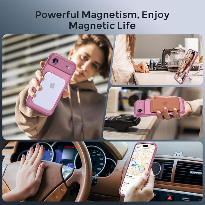 MOCCA Compatible with iPhone Air Case with Magnetic Invisible Stand [Full Camera Protection] [Compatible with Magsafe] Military Drop Shockproof Translucent Matte Phone Case Cover 6.5",Lavender Purple