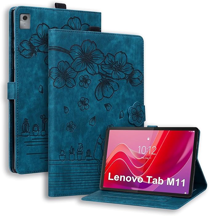 Lenovo Tab M11 / K11 LTE 11" Tablet Case - PU Leather with Pen Holder, Magnetic Cover Folio Stand - Blue