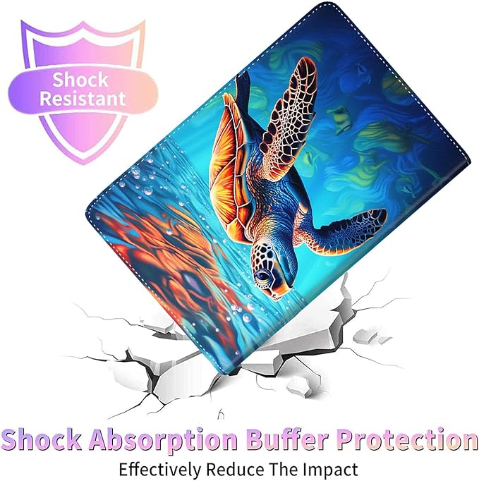 Case for Galaxy Tab A9 Plus ， Auto Sleep/Wake Multi-Angle Viewing Slim Folio Stand Cover for Samsung Galaxy Tab A9+/A9 Plus 11 Inch 2023 (SM-X210/X216/X218), Turtle Art