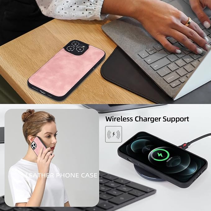 TwoHead for iPhone 12 Pro Max Wallet Case with Card Holder & Detachable Magnetic Phone Case, PU Leather Shockproof Protective Case Wallet for Women/Men,Phone Case Wallet with Wrist Strap(Pink)