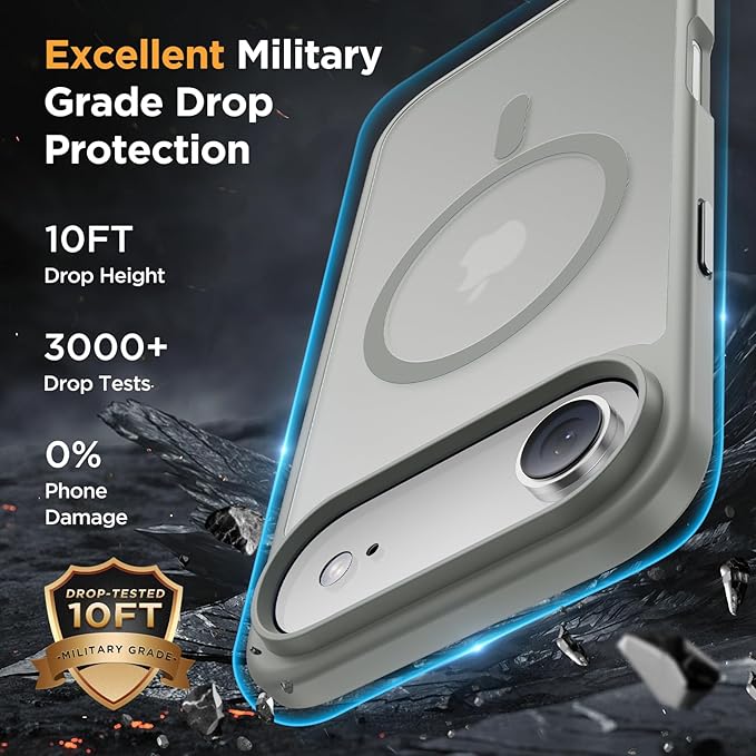 Miracase Magnetic for iPhone Air Case 2025 with Screen Protector(Compatible with MagSafe), Slim Thin Translucent Matte Military-Grade Protected Phone Cover for iPhone 17 Air 6.5" Armbands, Light Gray