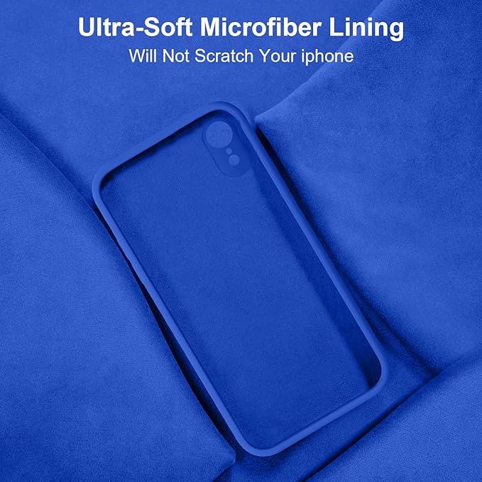 Vooii Compatible with iPhone XR Case, Upgraded Liquid Silicone with [Flat Edges] [Camera Protection] [Soft Anti-Scratch Microfiber Lining] Phone Case for iPhone 10 XR 6.1 inch - Klein Blue