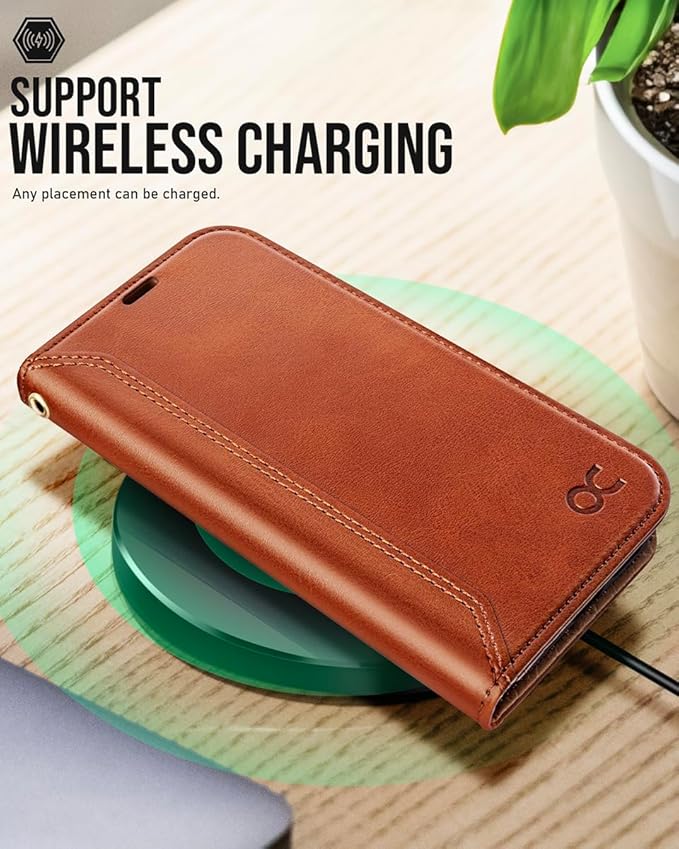 OCASE Compatible with iPhone 15 Wallet Case, PU Leather Flip Folio Case with Card Holders RFID Blocking Kickstand [Shockproof TPU Inner Shell] Phone Cover 6.1 Inch 2023, Retro Brown