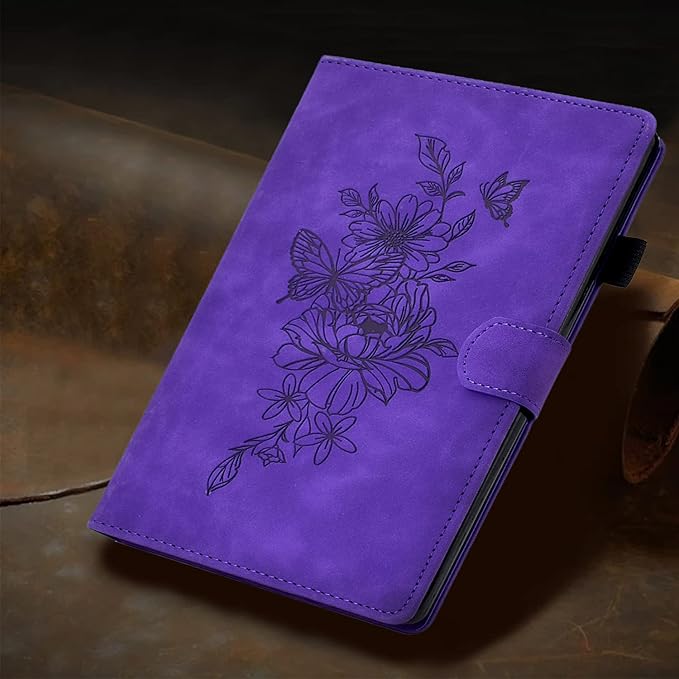 Case for Samsung Galaxy Tab A9+/A9 Plus 11 Inch 2024 2023 (SM-X210/X216/X218), PU Leather Cover Embossed Flower Multi-Angle Stand with Auto Wake/Sleep Case for Galaxy Tab A9 Plus Tablet,Purple