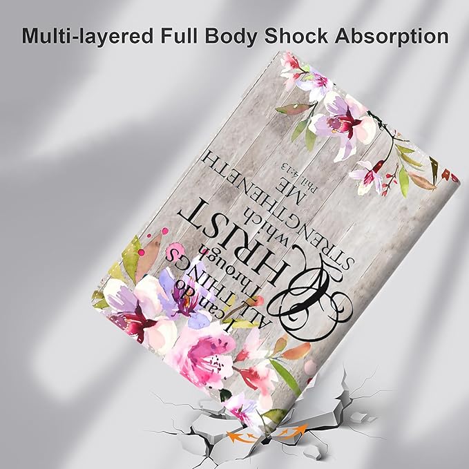 Case for Samsung Galaxy Tab A9 Plus 11 inch 2023，Slim Fit Foldable Standing Cover Case with Auto Sleep/Wake for Galaxy Tab A9+ 11’2023 (SM-X210/X216/X218)，Philippians 4-13 Watercolor Flowers