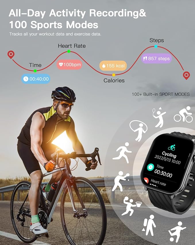 Smart Watch (Answer/Make Calls), 2.1" Curved AMOLED Screen Smartwatch for Men Women 100+ Sport Modes Fitness Watchs with Blood Oxygen/Sleep/Heart Rate Monitor, Smartwatch for Android & iPhone