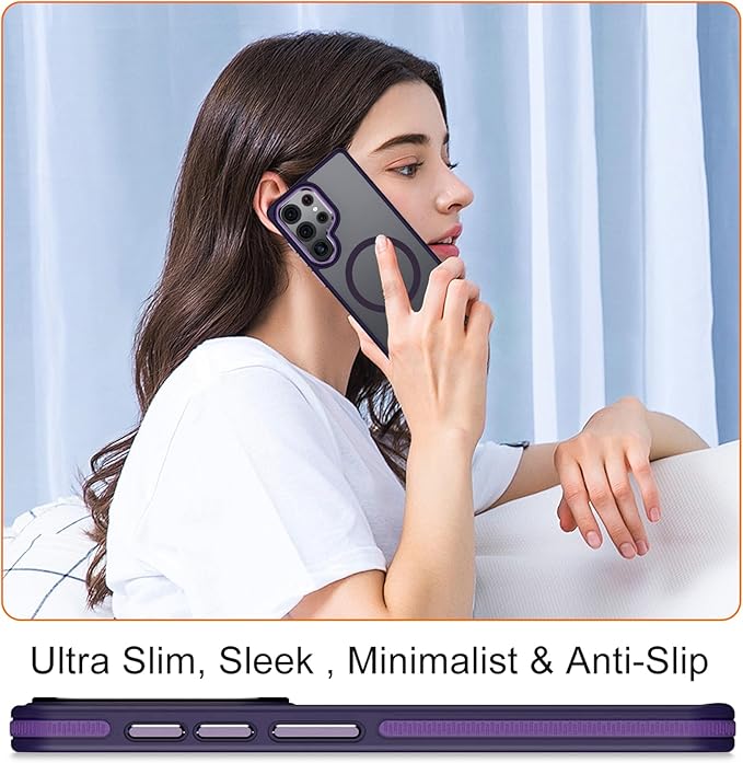 Case for Samsung Galaxy S25 Ultra, Compatible with Magsafe, S25 Ultra Phone Case with Kickstand Adjustable, Anti-Slip Cover Galaxy S25 Ultra Magnetic Case, Drop Protection (Dark Purple)