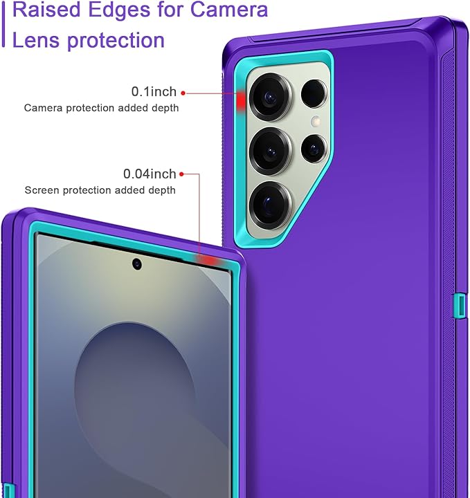 for Samsung Galaxy S25 Ultra Case Heavy Duty Protective Shockproof Dropproof 3-Layer Full Body Protection [Without Screen Protector] Tough Rugged Case for Galaxy S25 Ultra,Purple/Green