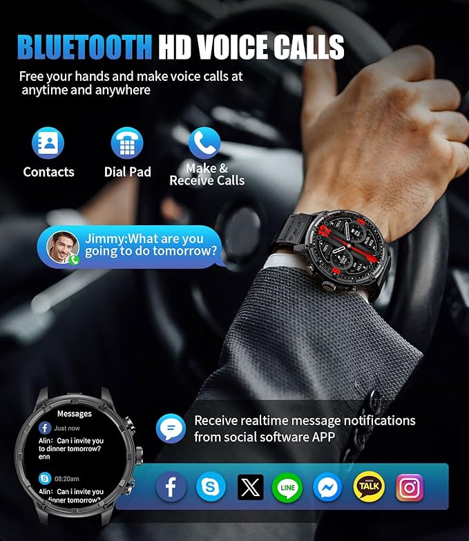 Smart Watches for Men (Bluetooth Call), 1.85" Extra Large Screen Smartwatch with LED Flashlight, 800mAh Extra-Long Battery, 100+ Sports Fitness Tracker Watch with Sleep for Android iOS