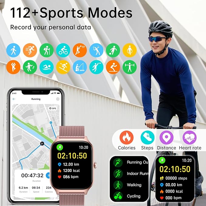 Smart Watch for Women Fitness Tracker: Rose Gold Make/Answer Call Smart Watches for Women Waterproof Digital Mens Watches Running Smartwatch Android Phone iPhone Samsung Compatible Heart Rate Monitor