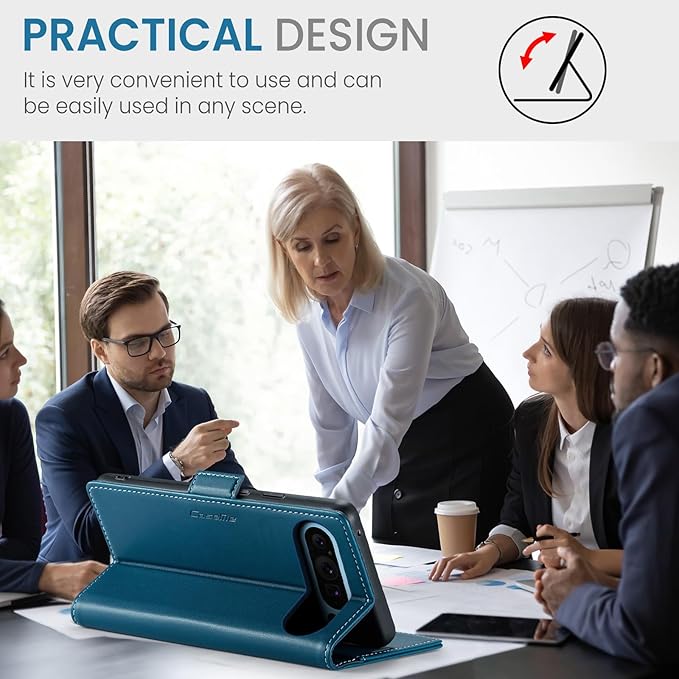 for Google Pixel 9 Pro XL Case, Premium PU Leather Wallet Case Flip Cover with [RFID Blocking][Card Holder][Stand Function] Shockproof Protective for Google 9 Pro XL, Blue