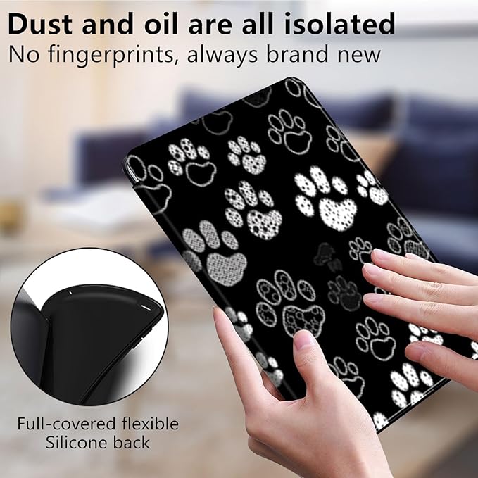 Case for Lenovo Tab P11 Plus Case 2021 (TB-J616F / J616X), 360 Degree Rotating Folding Stand,with Auto Sleep/Wake Case for Lenovo Tab P11 11” 2020 (TB-J606F TB-J606X),Gray Paw Print