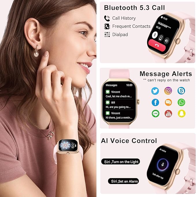 Smart Watch for iOS and Android Phones,2025 HD 2.01" Screen Smart Watches for Women,1ATM Waterproof,112+ Sports Modes Fitness Activity Tracker,Heart Rate Sleep Monitor Steps Calories Counter