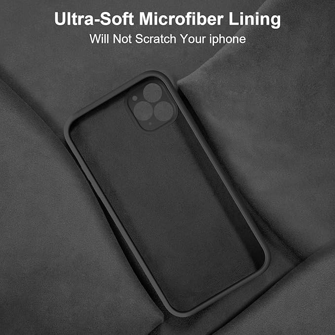 Vooii Compatible with iPhone 11 Pro Max Case, Upgraded Liquid Silicone with [Flat Edges] [Camera Protection] [Soft Anti-Scratch Microfiber Lining] Phone Case for iPhone 11 Pro Max - Black