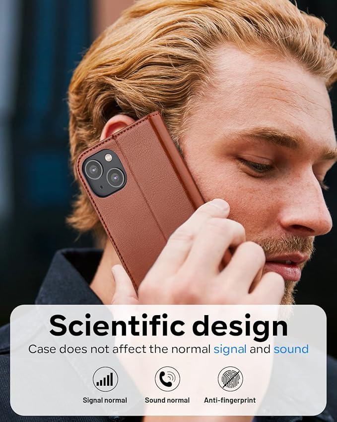 OCASE Compatible with iPhone 14 Wallet Case, PU Leather Flip Folio Case with Card Holders RFID Blocking Kickstand [Shockproof TPU Inner Shell] Phone Cover 6.1 Inch 2022 (Brown)