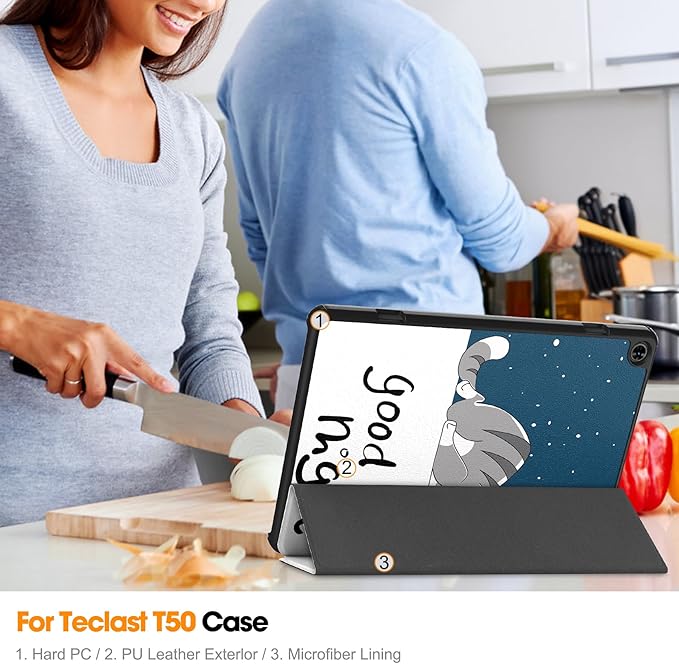 Case for TECLAST T50 11.0 inch Tablet, Folding Folio Ultra-Thin PU Leather Stand Case Cover for TECLAST T50 11.0 inch Lazy Cat