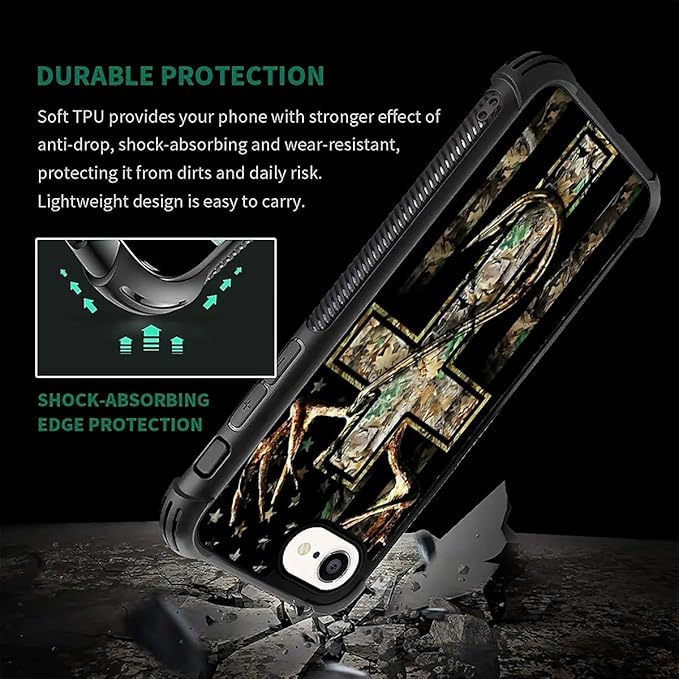 Compatible with iPhone 16e Case,Forest Antler Flag Phone Cover for Men/Women,Soft TPU Anti-Skid Thread and Four Corner Anti-Collision Protection Case Compatible with iPhone 16e 6.1inch