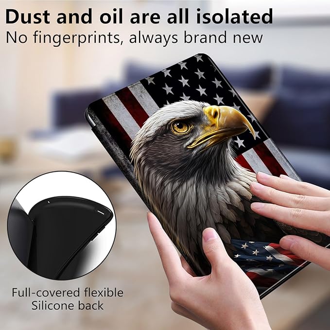 Case for Lenovo Tab M10 Plus 10.3", 360 Degree Rotating Folding Stand,with Auto Sleep/Wake Case for Lenovo Tab M10 Plus (2020 2nd Gen) TB-X606F/TB-X606X 10.3" FHD Tablet,American Flag Eagles