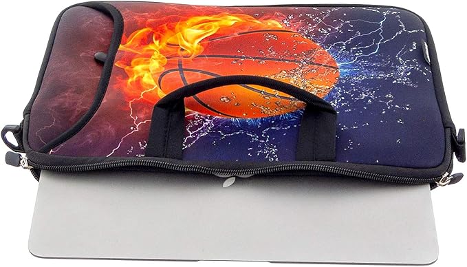 RICHEN 11 11.6 12 12.5 13 inches Case Laptop/Chromebook/Notebook PC Tablet Travel Case Neoprene Handle Sleeve with Shoulder (11-13.3 inch, Basketball Fire)