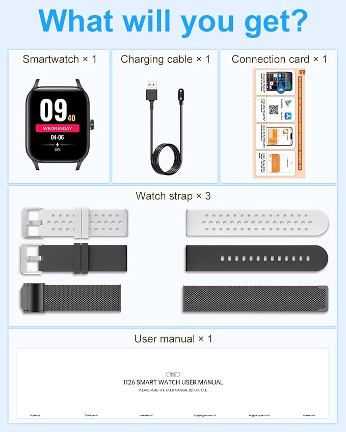 Smart Watch for Men Women, 1.85"HD Fitness Tracker (Answer/Make Call/Messages),130+ Sport Modes with 24/7 Heart Rate/Sleep Monitor/Pedometer, IP68 Waterproof, Smartwatche for Android&iOS (Black)