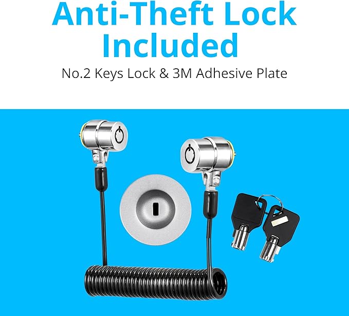 Kiosk Stand Compatible with iPad – Universal Tablet Holder 8-13 Inch, 360 Rotate, Anti-Theft Lock, Desk Accessories, PreDrilled Mounting Holes - Office Desk Accessories, Checkout, Black