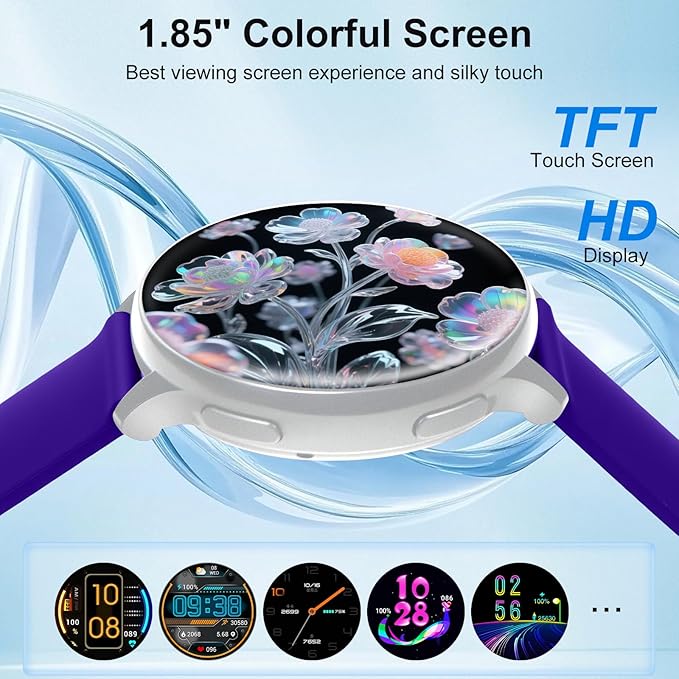 Smart Watch for Men Women Fitness Tracker with 100+ Sport Modes,Activity Trackers for iOS/Android Waterproof/Heart Rate/Sleep/Steps Monitor/Pedometer Monitor Monitor (Silver+Purple)