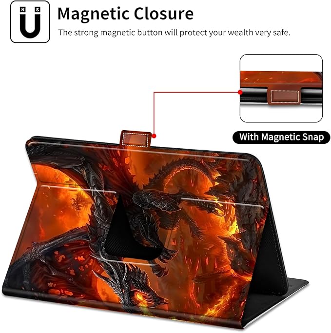 for Walmart Onn 10.4" Tablet Pro 2023 (Model:100110603) Case Dluggs 360 Degree Rotating Smart Protective Stand Cover for Walmart Onn 10.4 Inch Pro Tablet-Angry Firedragon